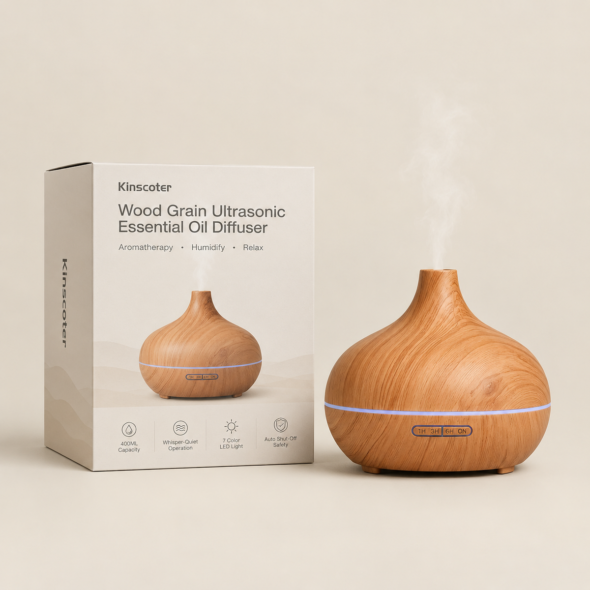 Wood Grain Ultrasonic Essential Oil Diffuser
