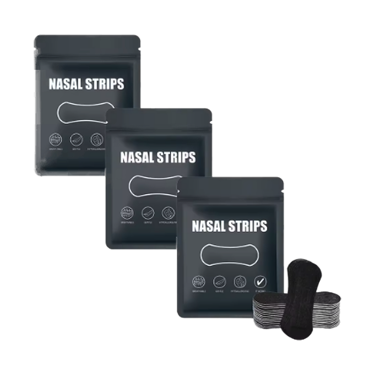 Nasal strips, three pouches with strips — 90 pieces