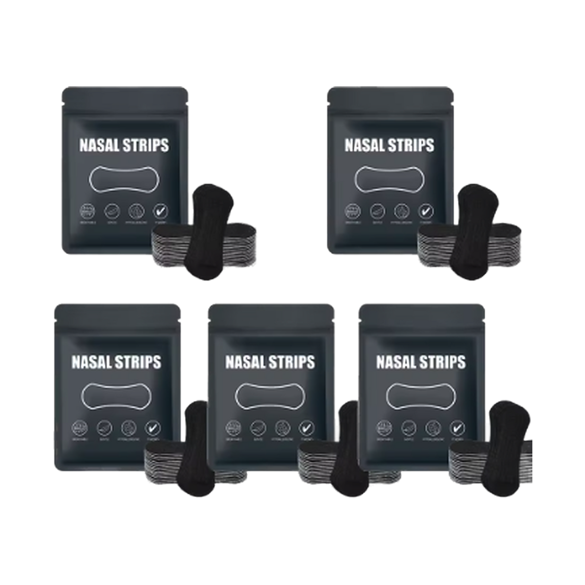 Nasal strips, five pouches with strips — 150 pieces