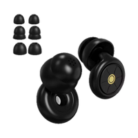 Silicone sleep earplugs in black with three pairs of spare ear tips