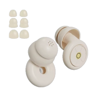 Silicone sleep earplugs in cream with three pairs of spare ear tips