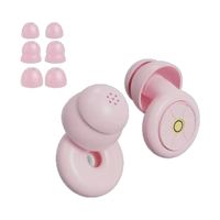 Silicone sleep earplugs in pink with three pairs of spare ear tips